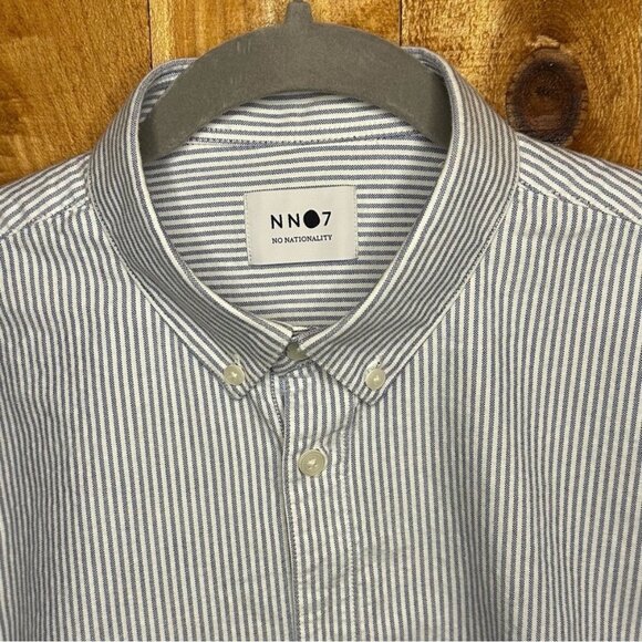 NN07 No Nationality Men's Striped Shortsleeve Button Front Shirt M - Picture 4 of 4